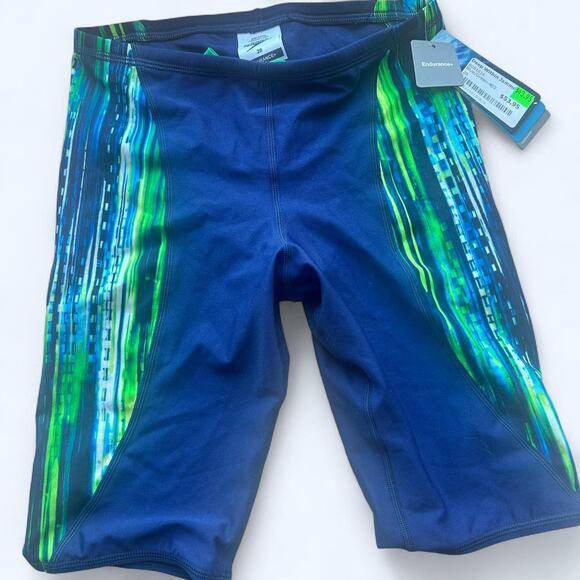 NWT size 28 Speedo swim shorts Blue compression EUC - Picture 1 of 4